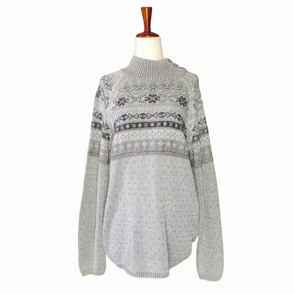 Vintage Sweater Oversized Winter Gray Long-Sleeved Slouchy Croft & Barrow - M